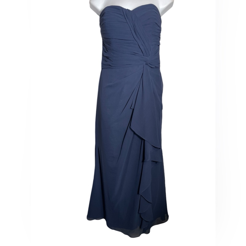 Bill Levkoff dress size 6 stunning navy blue chiffon strapless long dress 💙💙